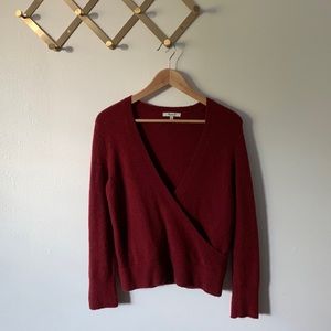 Madewell Faux Wrap pullover Sweater in Burgundy Red Size Small